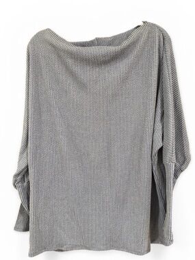 Gibsonlook Textured Knit Top XXL Blue Waffle Dolman Sleeve Casual Oversized